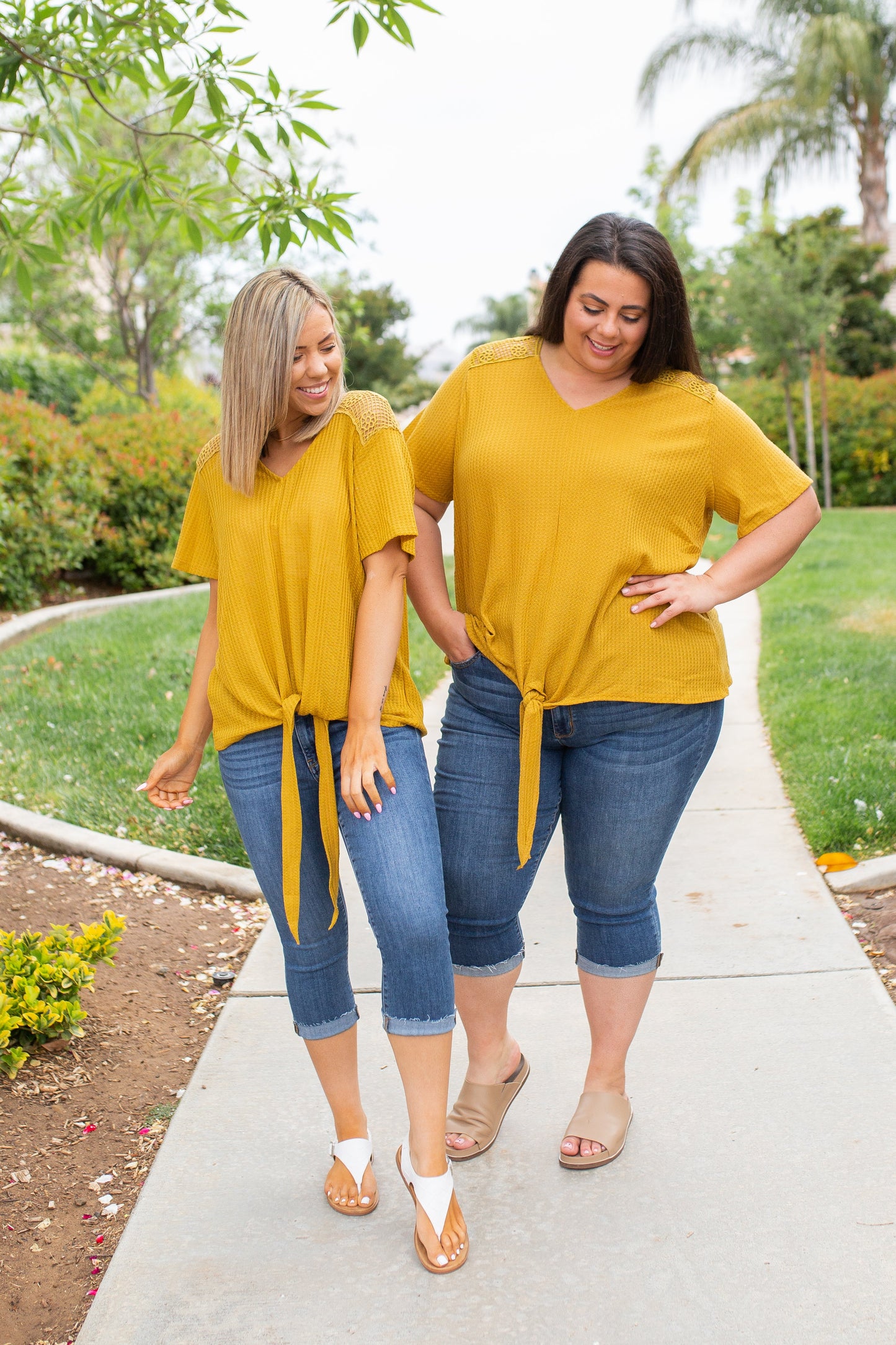 Spirited Front Tie Top in Mustard