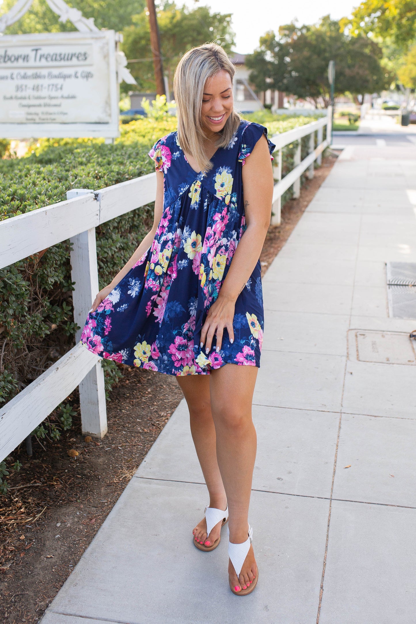 Navy Blooms Summer Dress