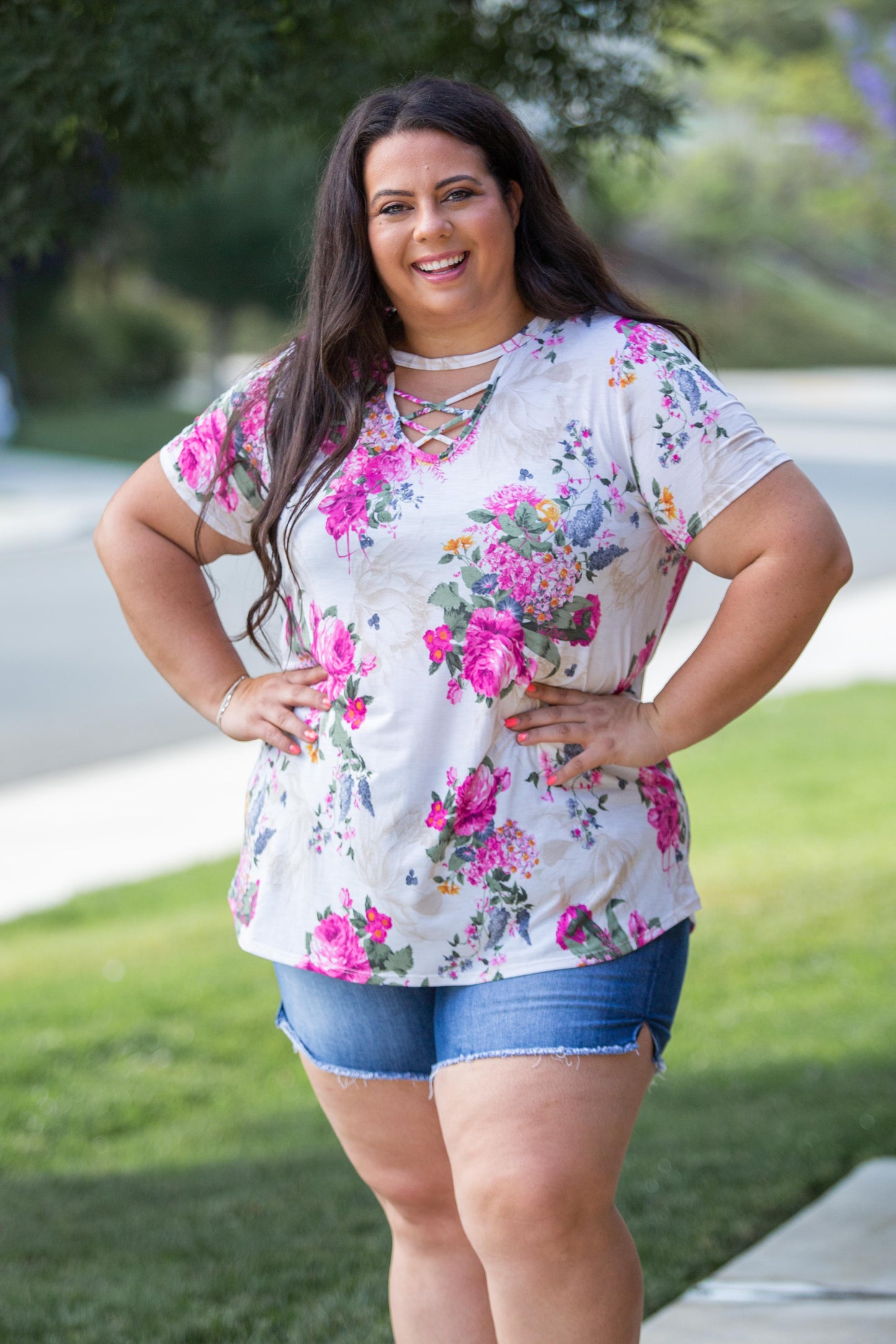 Peonies Criss Cross Top