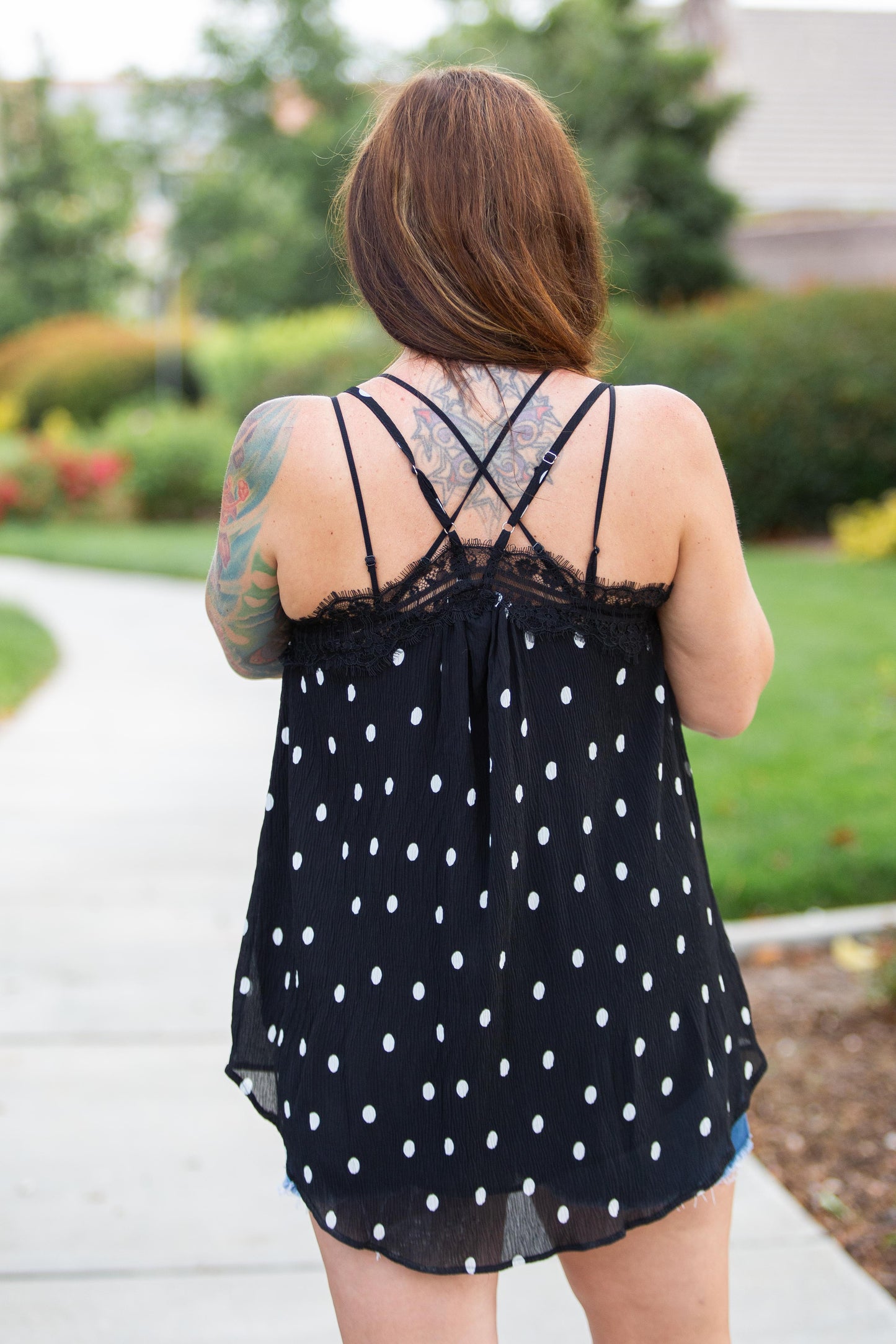 Dotting Around Lace Trim Cami