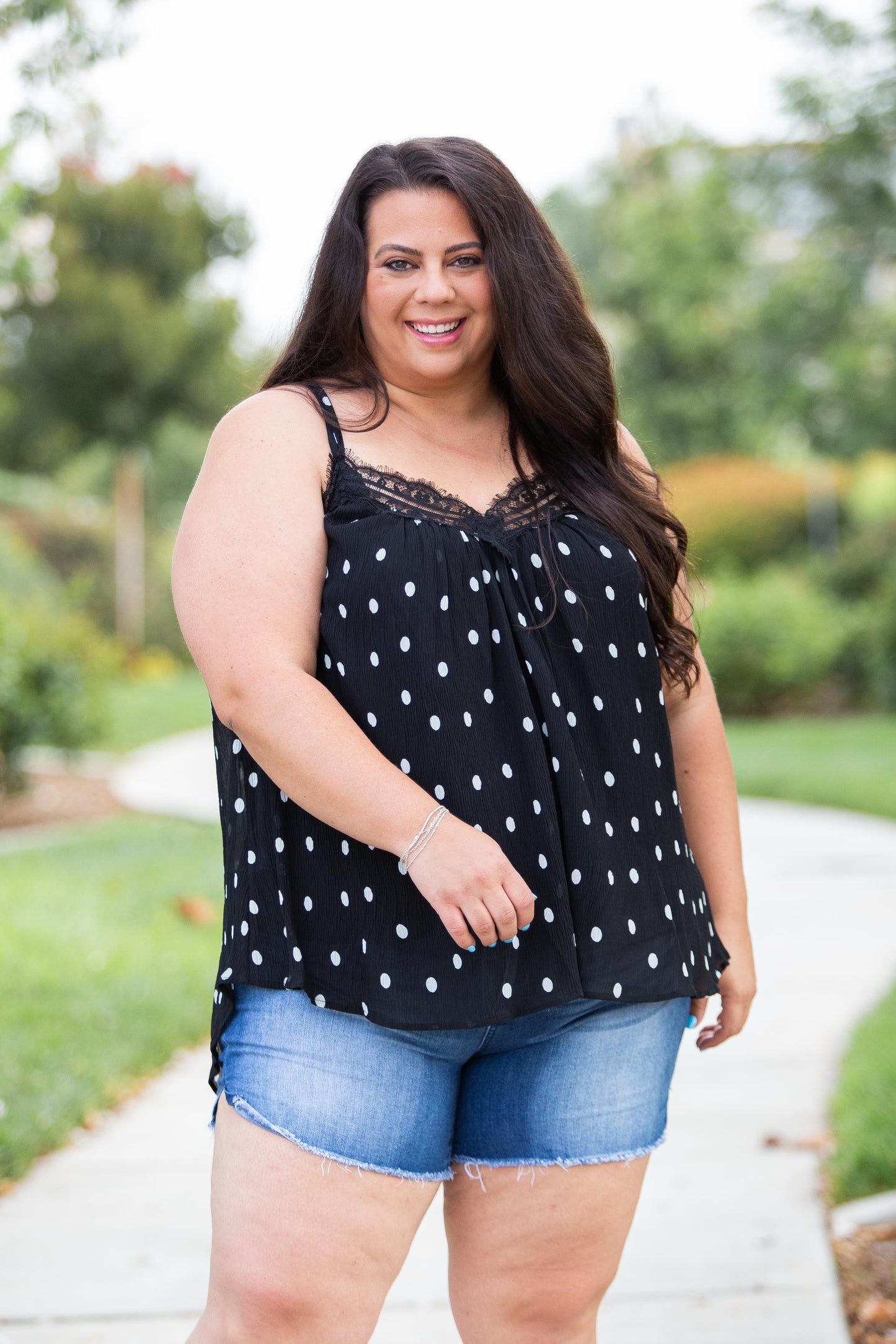 Dotting Around Lace Trim Cami