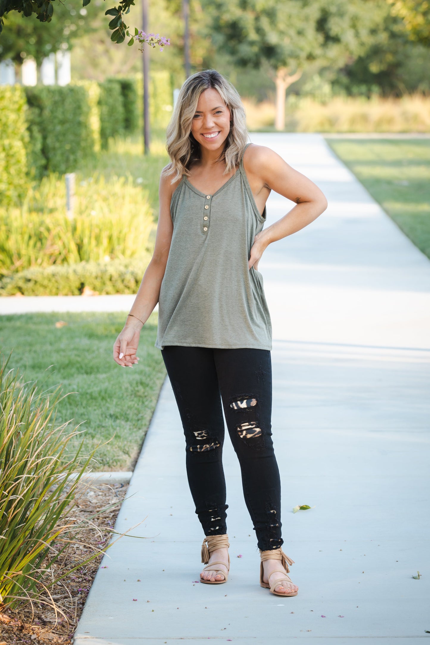 Heart & Soul Tank in Olive