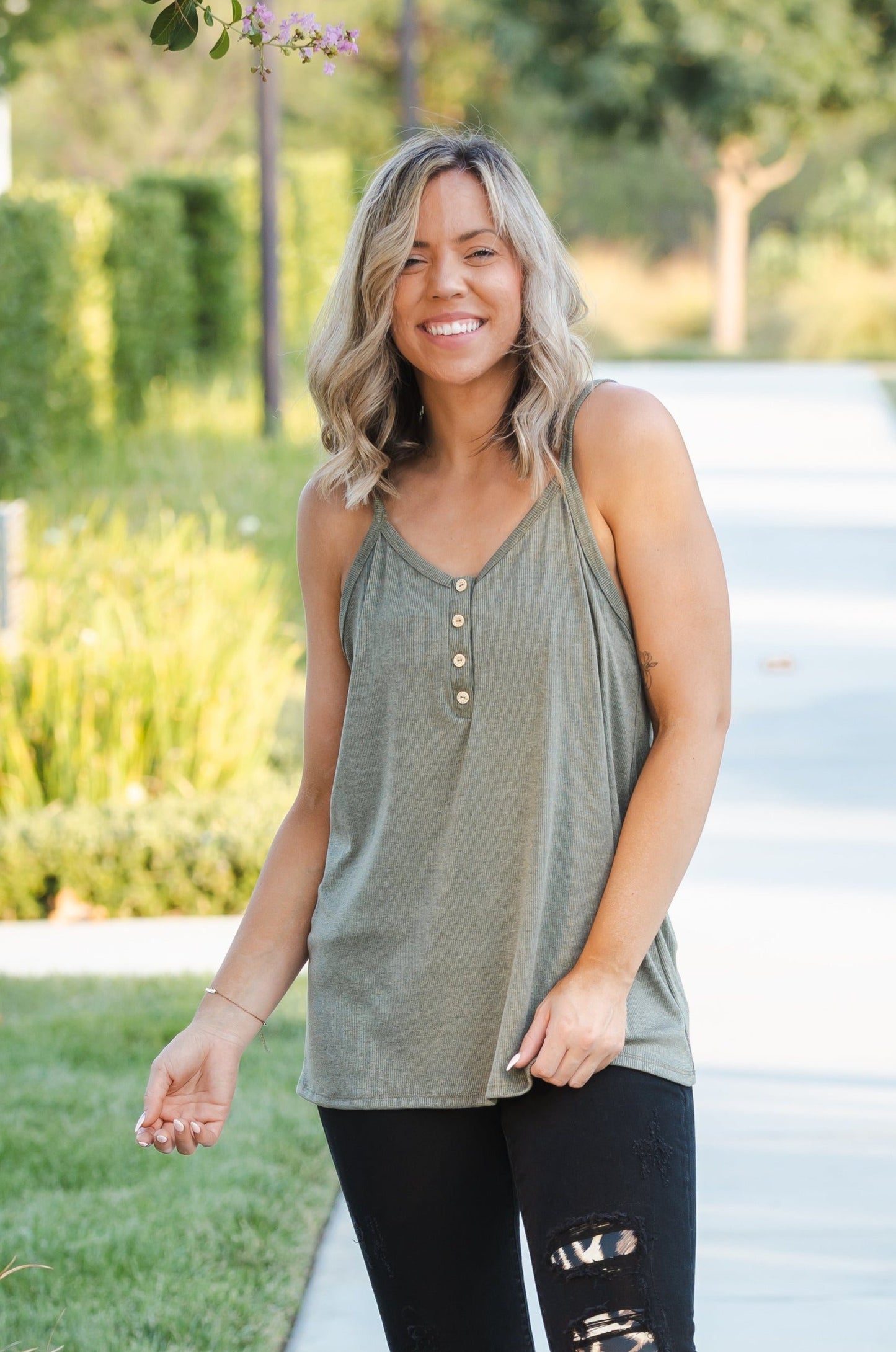 Heart & Soul Tank in Olive