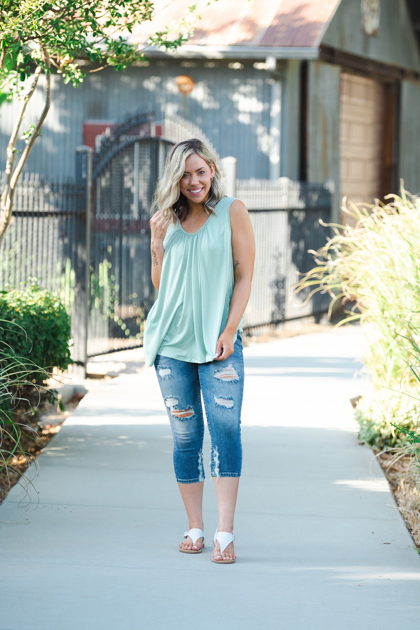 Sage Delight Sleeveless Top