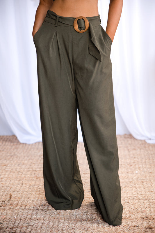 Olive You - Belted Wide Leg Pants