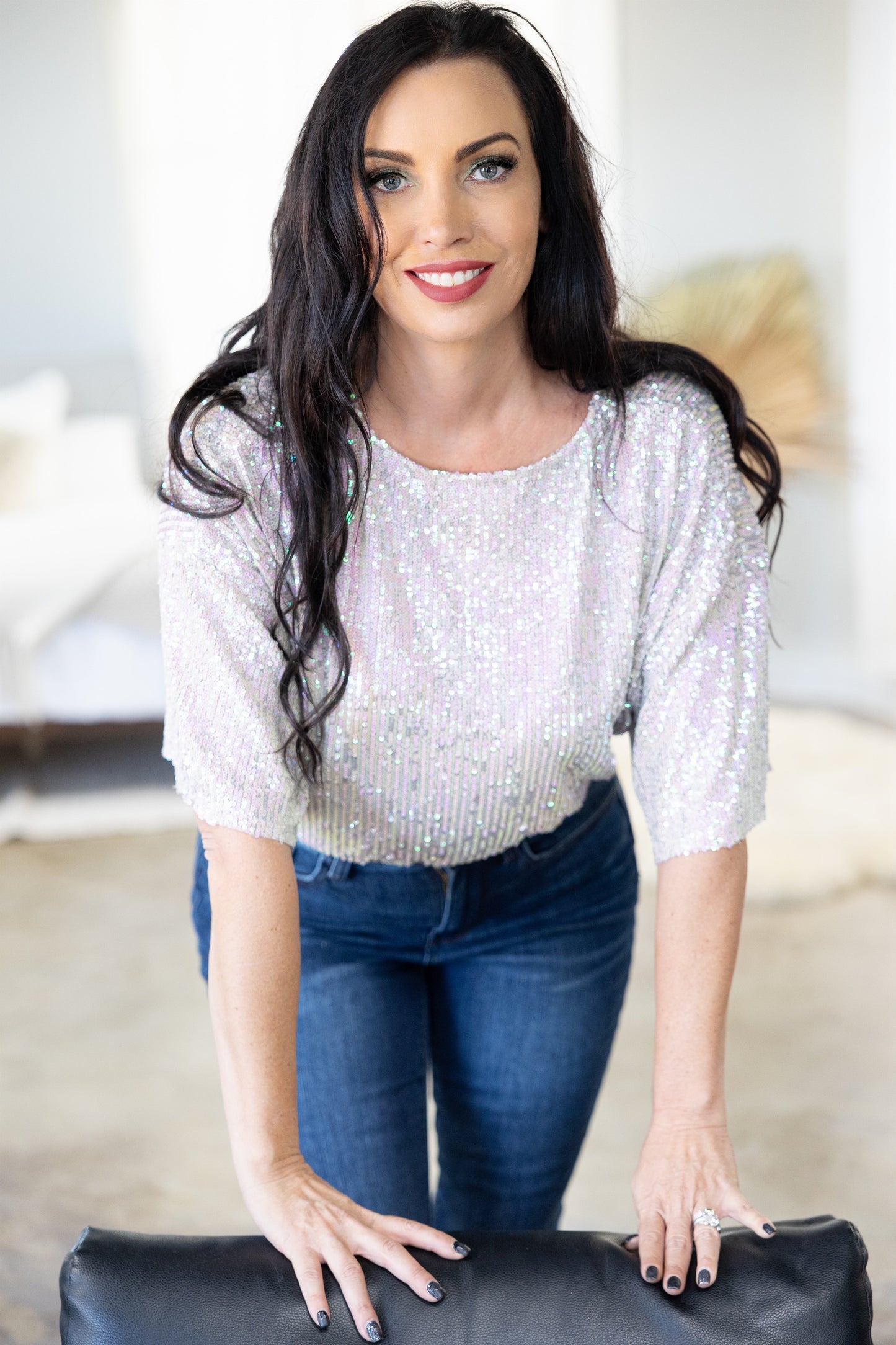 Champagne Bubbles Sequin Top