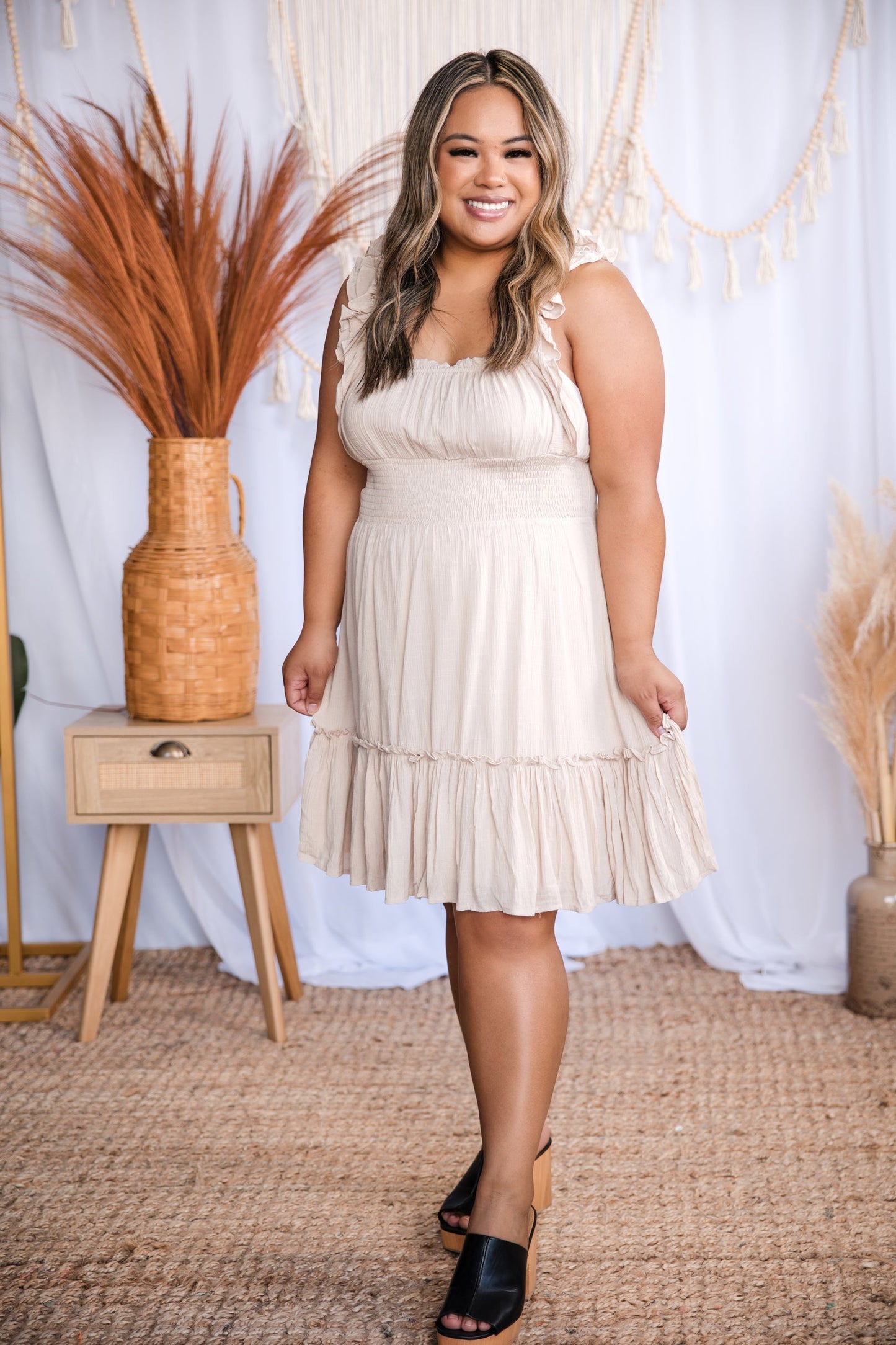 Beige Beauty - Smocked Dress